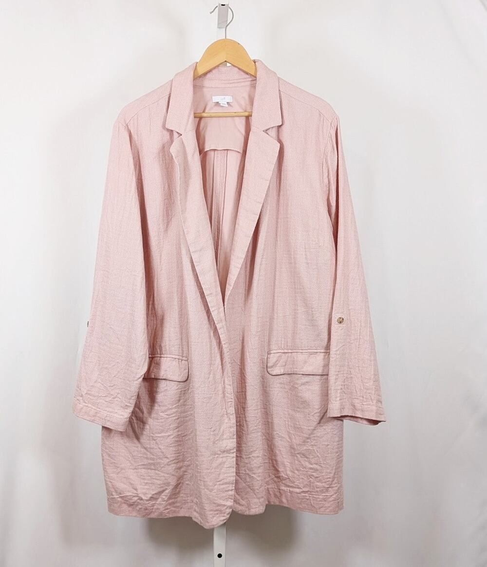 J.Jill Jacket Pink Linen Blend Open Front Women's Size 2X